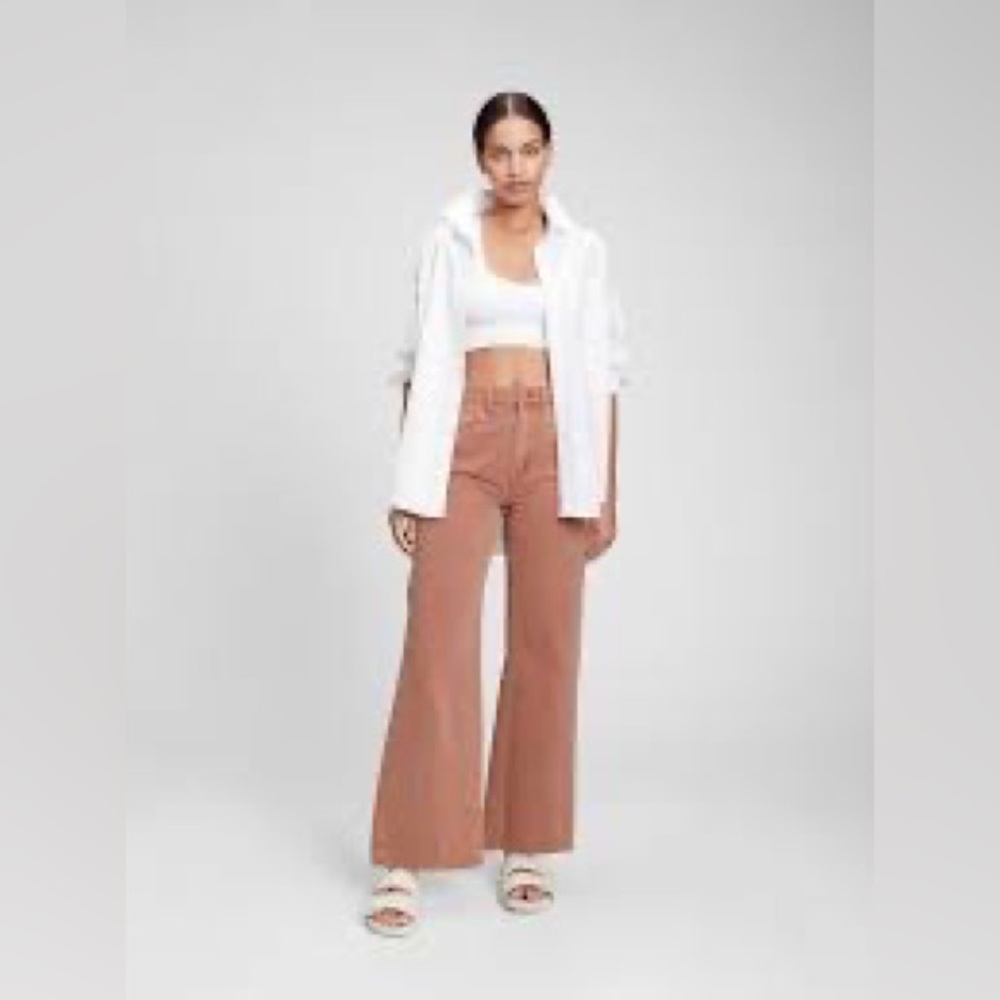 Gap High Rise Wide Leg Jeans in Cedar Wood Red Rust 32R 14